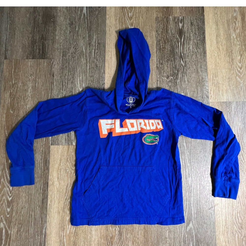 Wes and Willy Hooded Long Sleeve Tee Kids Size 5 Blue Florida Gators Graphic